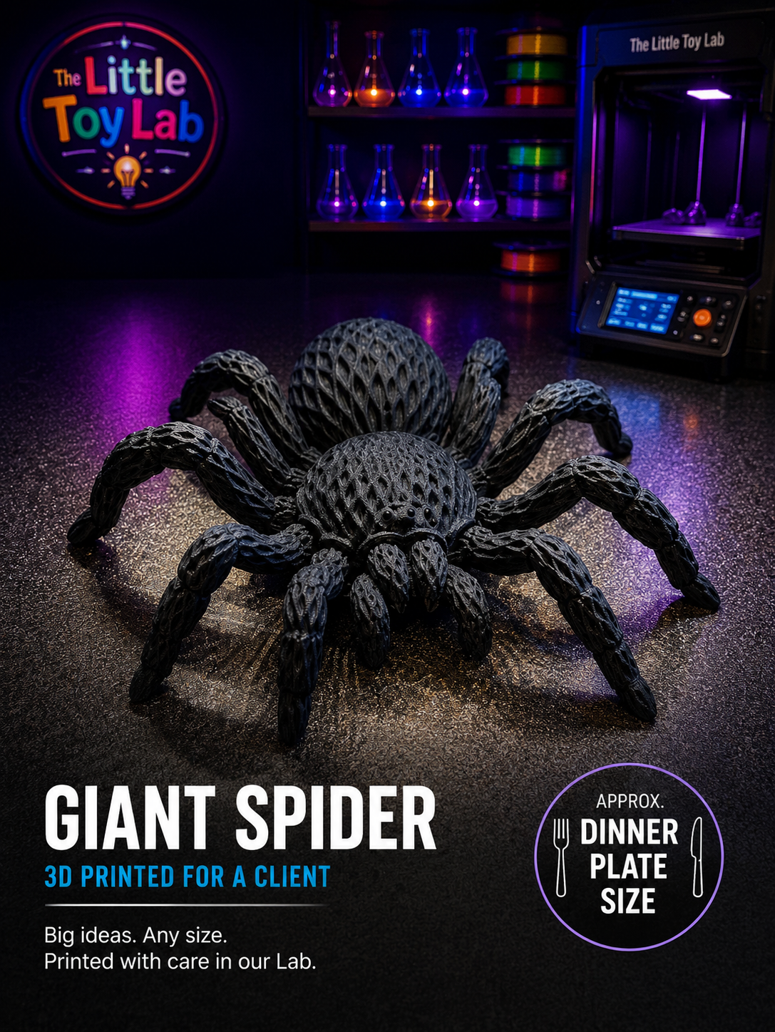 Logan's giant articulated 3D-printed spider